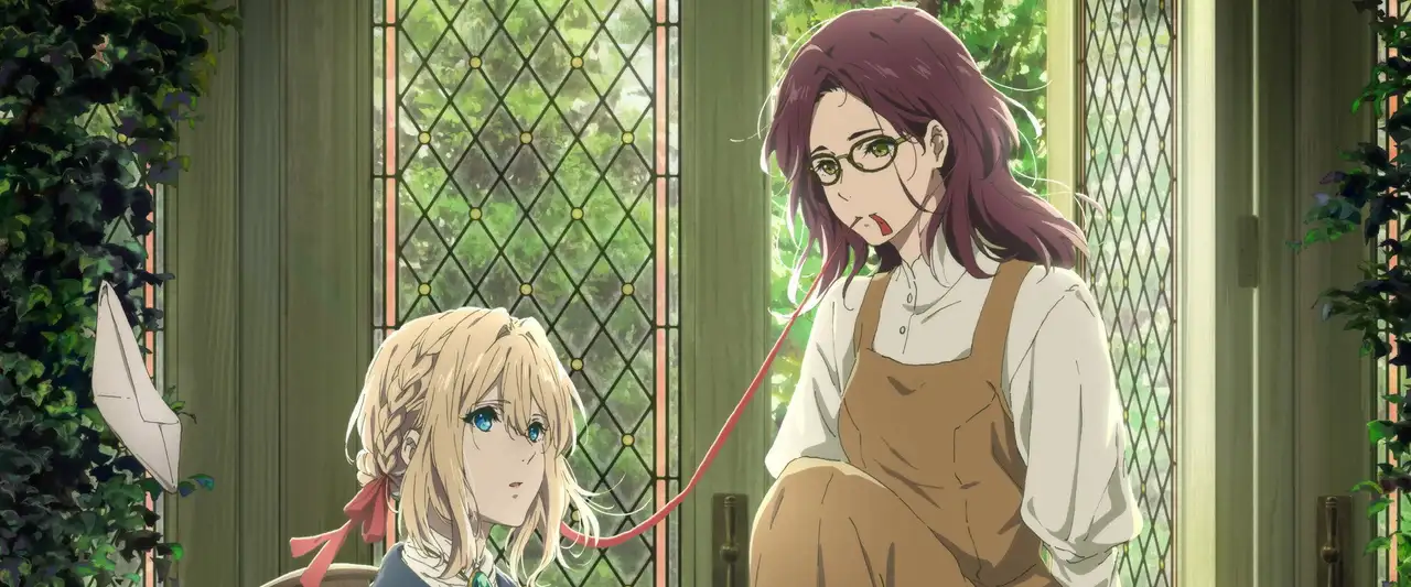 Violet Evergarden : Éternité et la Poupée de Souvenirs Automatiques - Une fille de bonne famille. Une petite fille orpheline. Deux sœurs séparées à la naissance. – image d’arrière-plan
